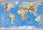 Posterkarte Die Erde, physisch (P) 100x70cm