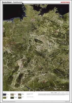 Posterkarte Geographie, Deutschland Satellitenbild
