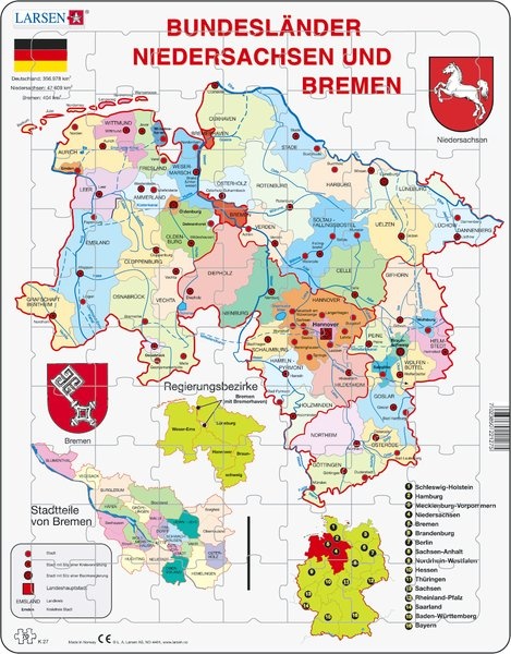 Puzzle - Bremen und Niedersachsen, politisch