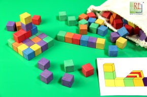 SOMA-Würfel, 2x2x2 cm, 150 farbige Würfel aus RE-WOOD®