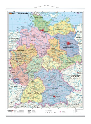 Wandkarte Deutschland, politisch, Format: 120 x 160cm