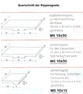 Satz Kippmagnete für Stundenplan, hellgrün mit Streifen - weiß