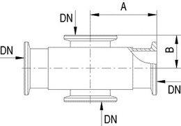 Kreuzstück, DN 16 KF, Aluminium